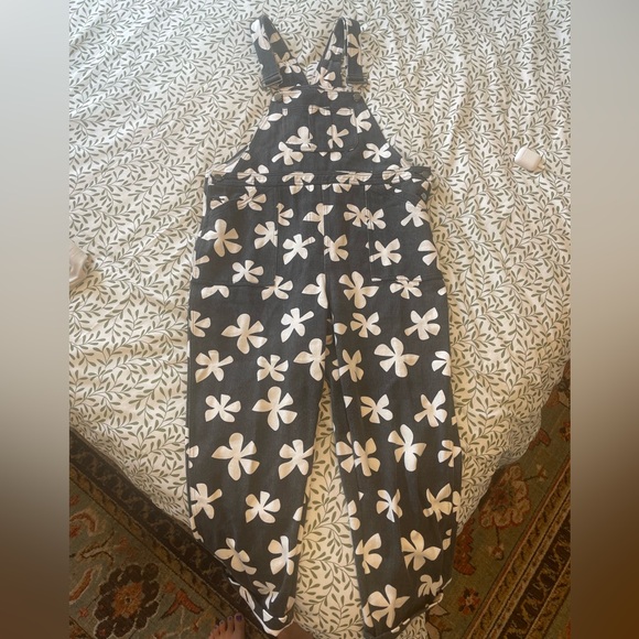 Of One Sea Denim Overalls in Black Plumeria - Picture 10 of 12